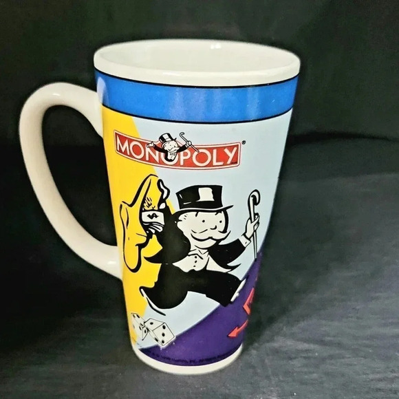 Vintage Monopoly Mug, 1999 Hasbro Monopoly Mug, Tall, Rare Glass - 16oz - Picture 1 of 5